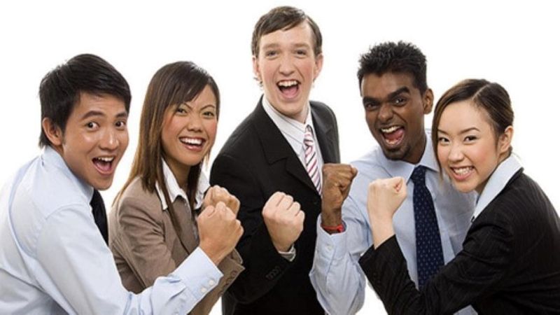 Team fist pumping
