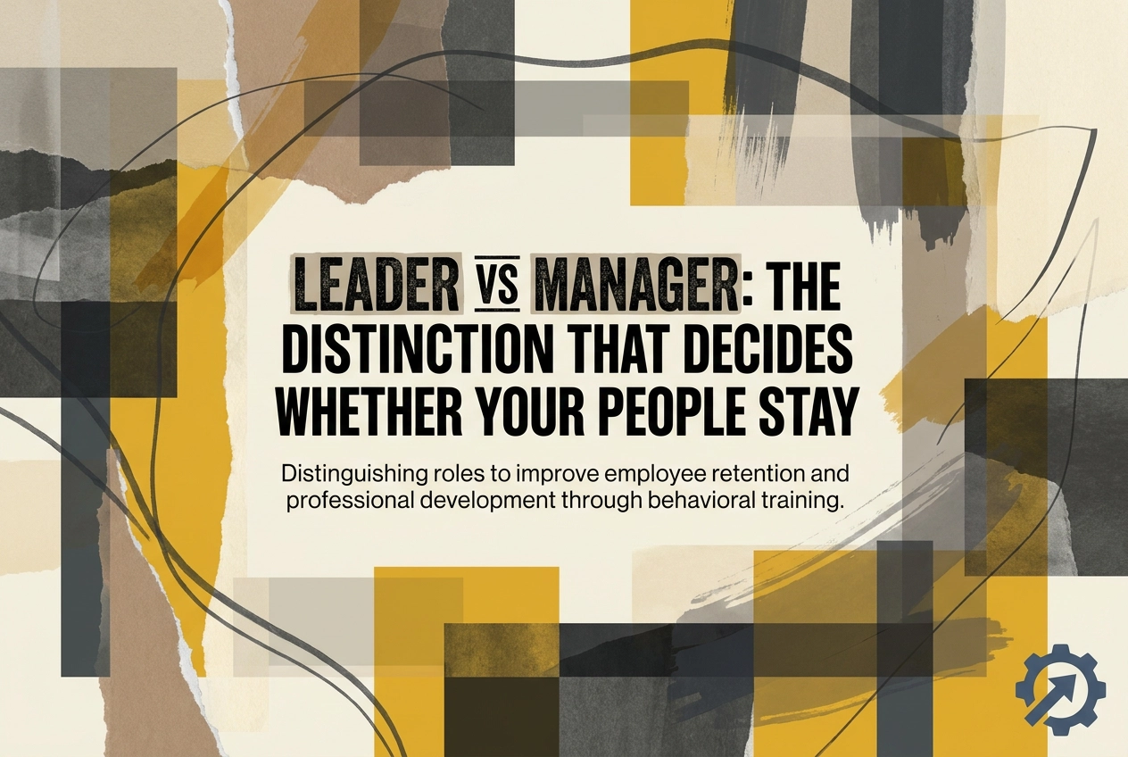 Professional header image for industry analysis: Leader vs Manager: The Distinction That Decides Whether Y...