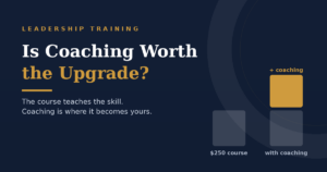 Bar comparison of a $250 leadership course alone versus the course with private coaching added