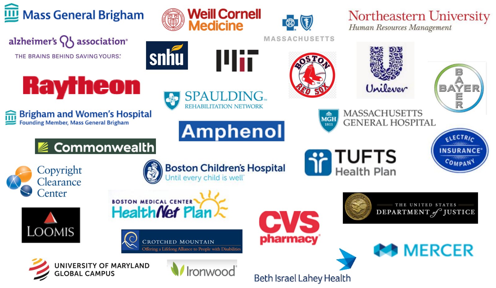 Selected Tandem Solutions clients, including Mass General Brigham, MIT, Weill Cornell Medicine, Northeastern University, Raytheon, CVS Health, Tufts Health Plan, Mercer and the Commonwealth of Massachusetts